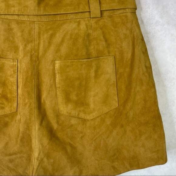 BA&SH Liam Belted Goat Suede Button Fly Shorts Camel Brown Size 1 US S/4 - Picture 9 of 15